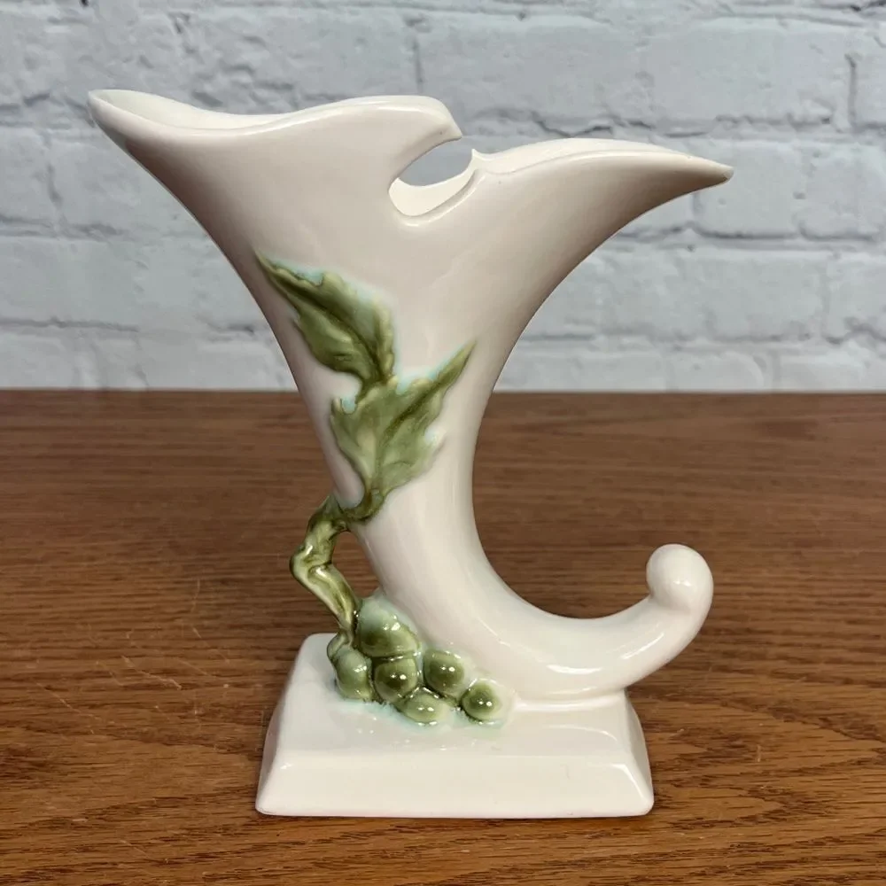 Hull 'Tokay' Tuscany vintage ceramic cornucopia planter vase grapes grape leaves